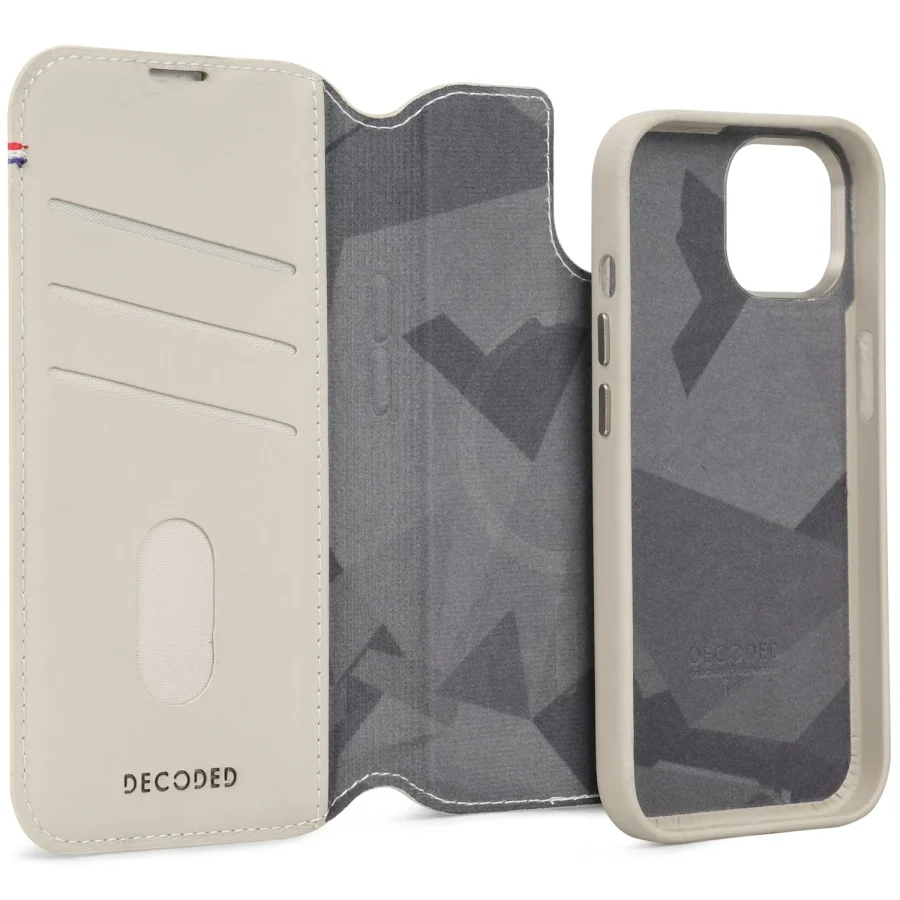 כיסוי ארנק עור לאייפון 15 פרו מקס בז׳ Decoded Leather Detachable Wallet thumbnail